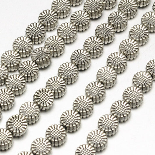 Strang Zwischenperlen Blüemli modern 6mm Antiksilber 40 Stück