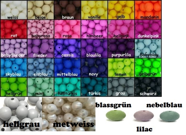 Silikon-Perlen 10mm (neu oliv, melone, marron, pfirsich) Lemon ausverkauft