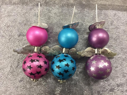 10 grosse Acrylengeli mit matten Sternperlen pink blau lila by Raheli1