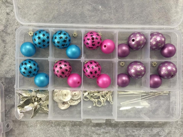 10 grosse Acrylengeli mit matten Sternperlen pink blau lila by Raheli1