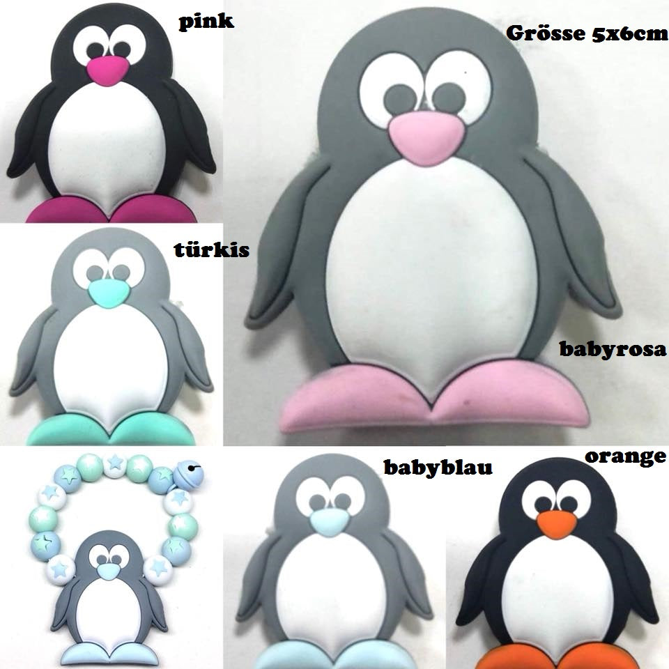 Anhänger mehrfarbig Pinguin durch den Kopf gelocht by Raheli1