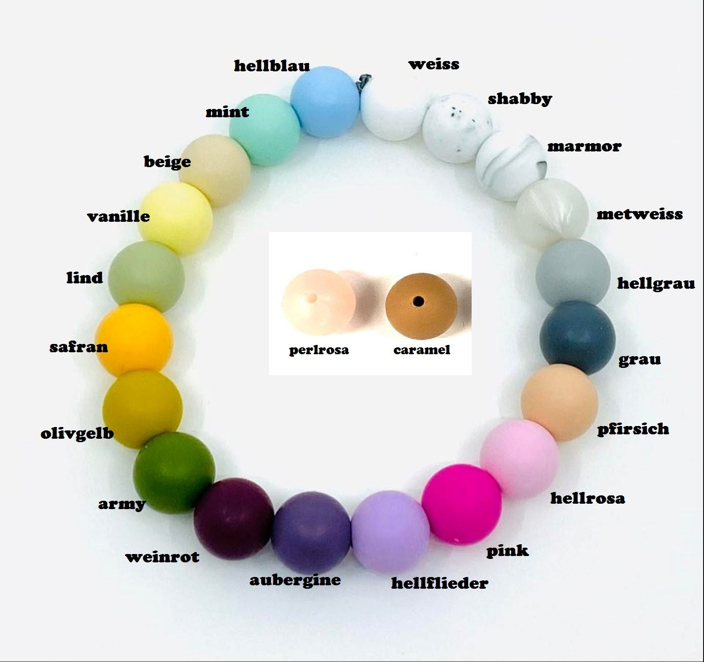 Silikonperlen mit Perlen 19mm (neu auch blush)