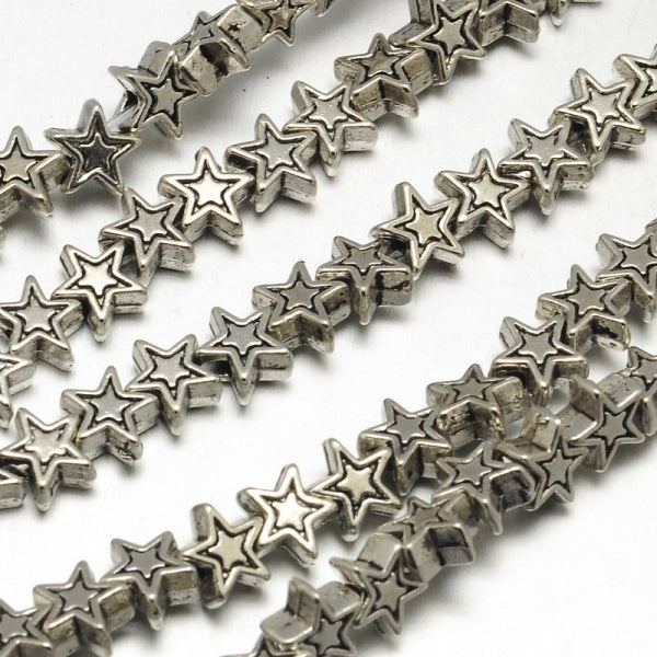 Strang Zwischenperlen Stern classic 5mm Antiksilber 42 Stück