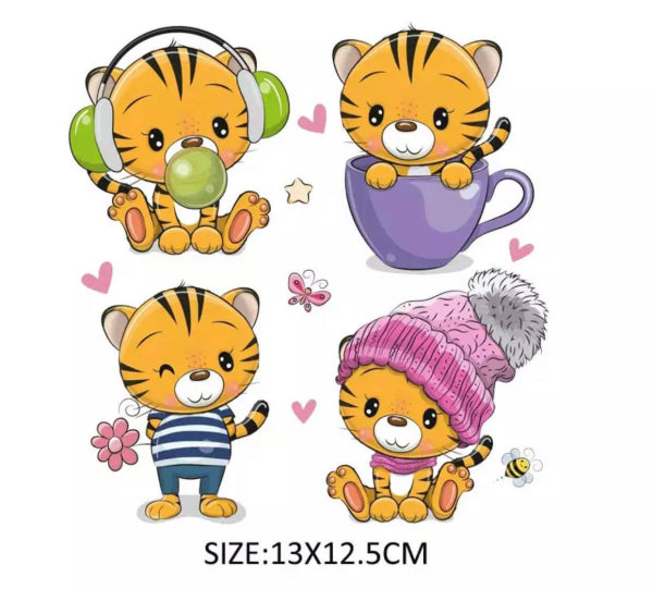 Bügelbilder set 4 Tiger