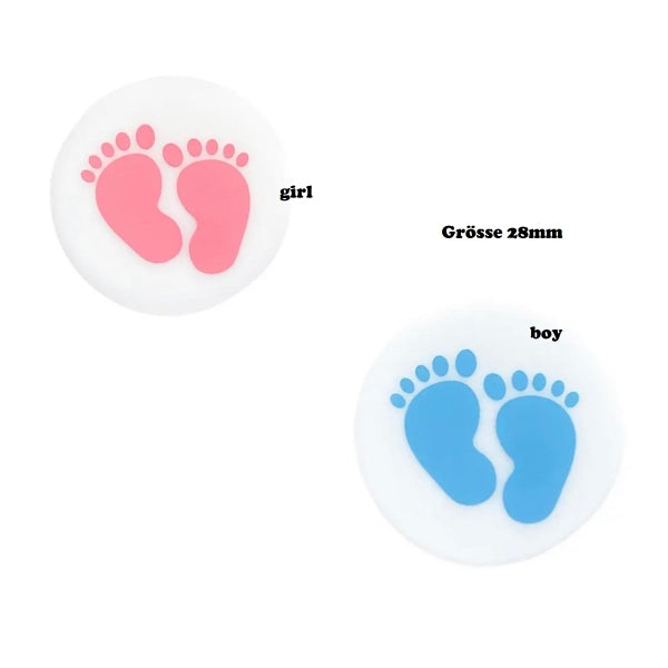 Motivperle Babyfüsschen rosa oder blau