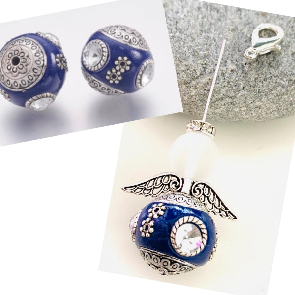 Mini Engeliset Delux für 5 Engeli mit tollen Indioperlen dunkelblau mit Bling