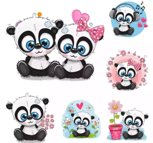 Bügelbilder set süsse Pandas