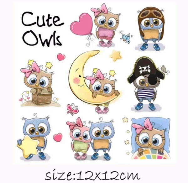 Bügelbilder set liebe Eulen