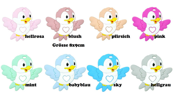 Anhänger mehrfarbig Comic Vogel Spatz