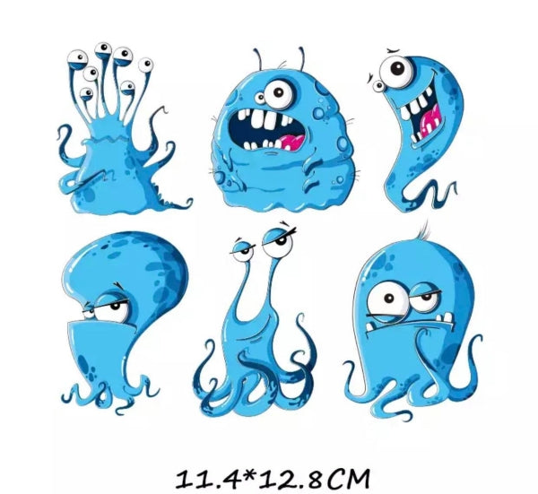 Bügelbilder set blaue Monster