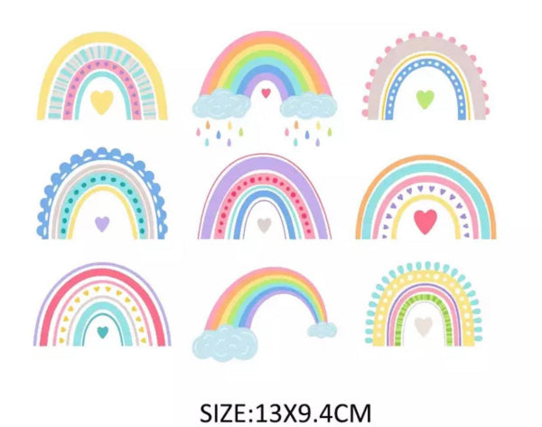Bügelbilder set 9 tolle Regenbogen pastell