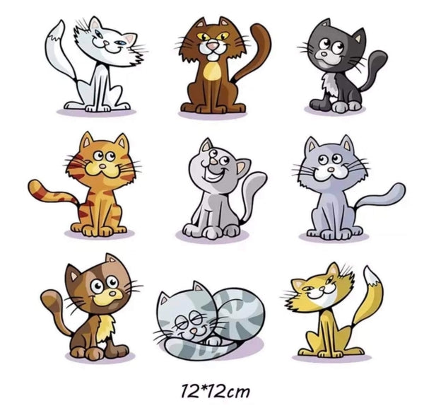 Bügelbilder set 9 freche Katzen