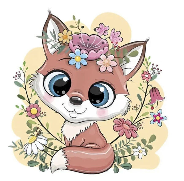 grosser XL Fuchs mit Blumen Aufbügeln 15x15cm
