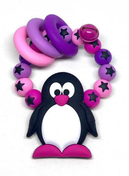 Anhänger mehrfarbig Pinguin durch den Kopf gelocht by Raheli1