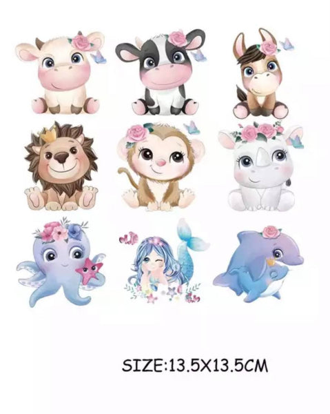 Bügelbilder set 9 Tierchen pastell