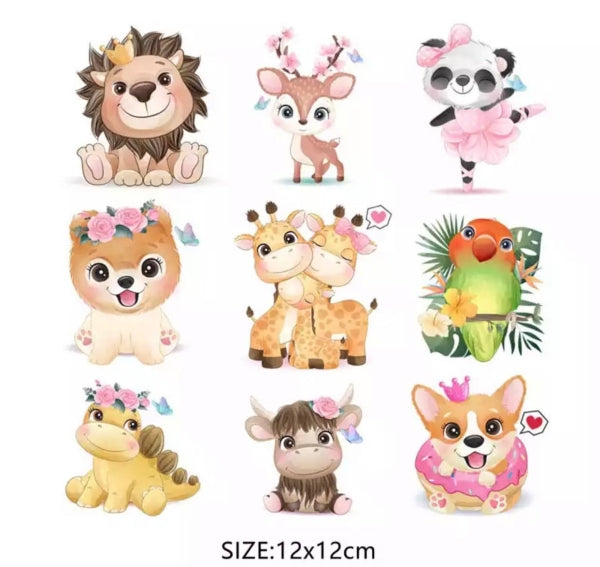 Bügelbilder set 9 liebliche Tiere