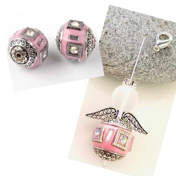Mini Engeliset Delux für 5 Engeli mit tollen Indioperlen rosa square Bling