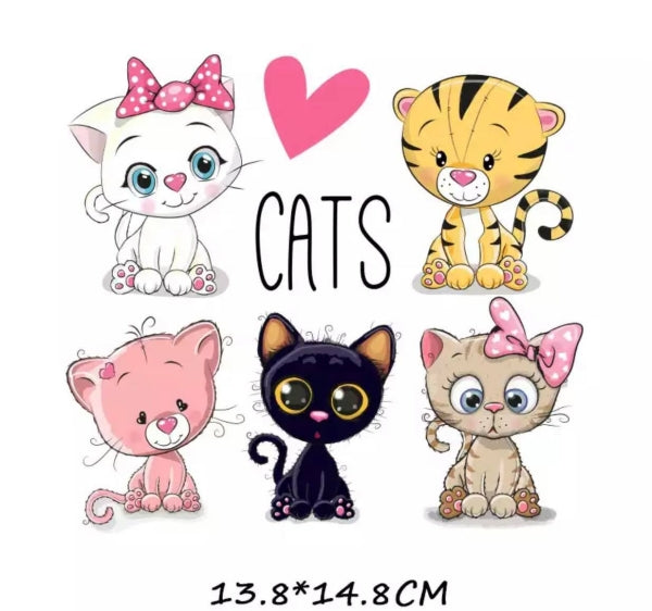Bügelbilder set 5 grosse Katzen
