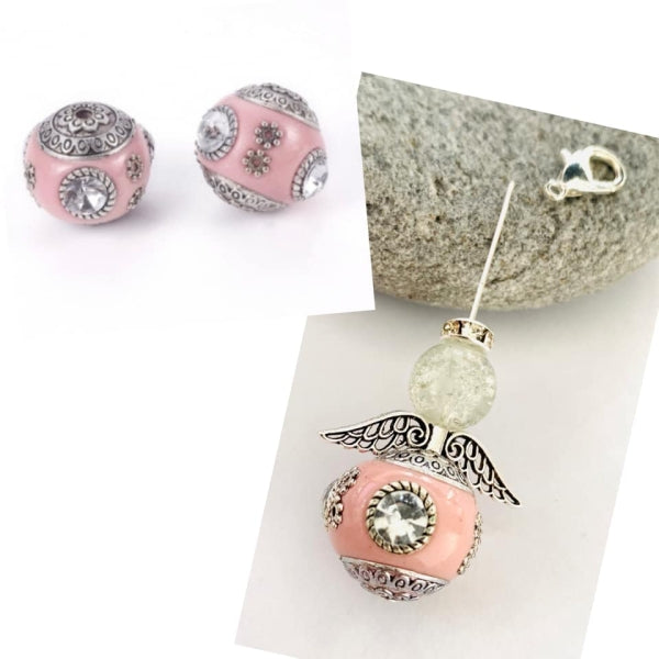 Mini Engeliset Delux für 5 Engeli mit tollen Indioperlen rosa big Bling