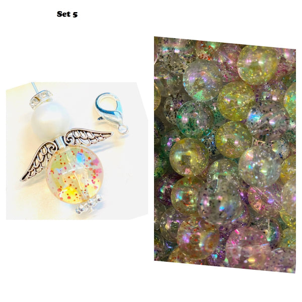 Mini Engeliset für 5 Engeli Glitzer Acrylperlen