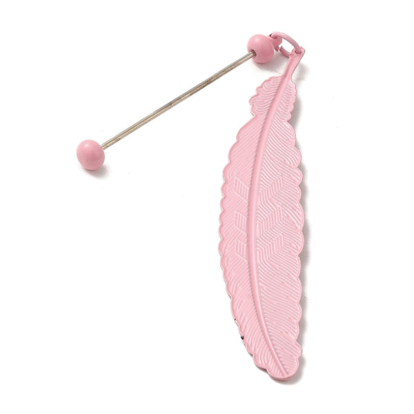 Buchzeichen Feder rosa