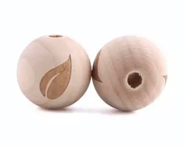 1 Perle 2cm Ahorn mit Blatt