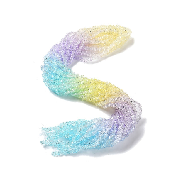 Sommertrend Glasperlen im Farbverlauf (D) 4.5mm flieder-weiss-blau-gelb