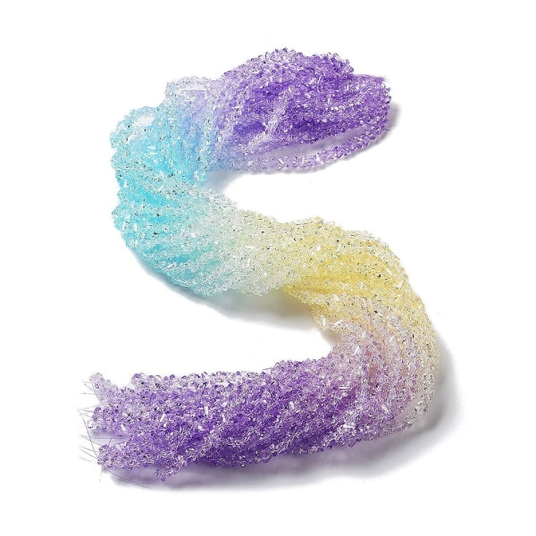 Sommertrend Glasperlen im Farbverlauf (F) 4.5mm lila-weiss-blau-gelb