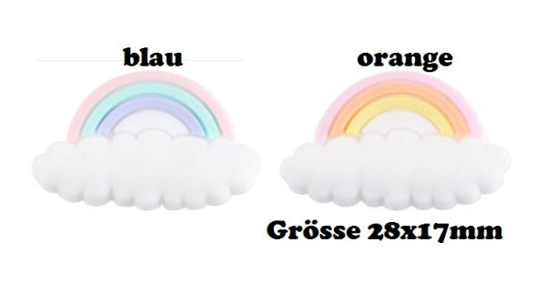 Motivperle Regenbogen mit Wolke in 2 Farben