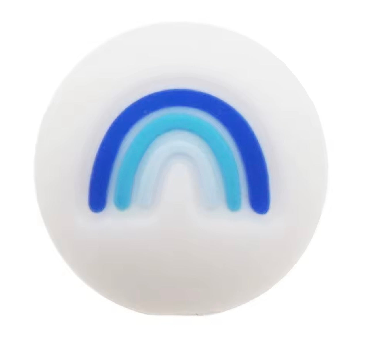 Motivperle Regenbogen rund blau 15mm