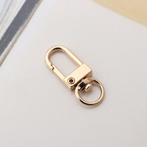 10 Karabinerhaken Delux ideal für Taschen und Schlüsselanhänger light gold Schwenkkopf 3.3cm