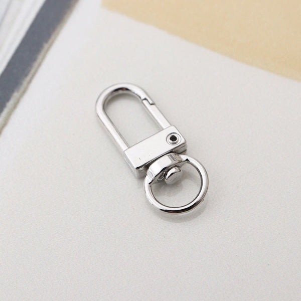 10 Karabinerhaken Delux ideal für Taschen und Schlüsselanhänger silberfarben Schwenkkopf 3.3cm