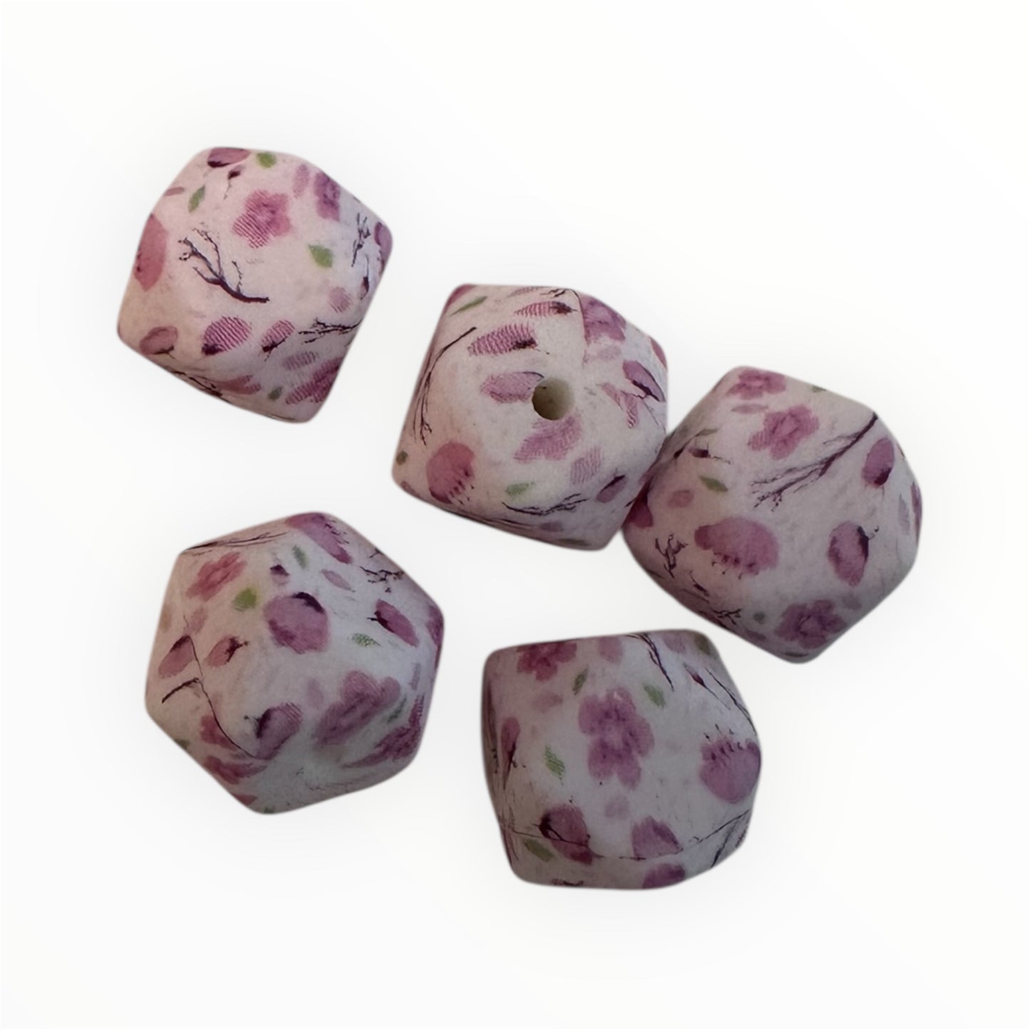 Silikonperlen Hexagon 14mm Blossum
