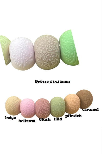 Rondelle 12x13mm mit Blümchen simpley perfect Silikonperle