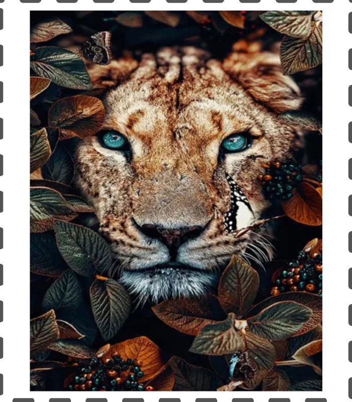 Diamond Painting Tiger in Blättern eckig 30x40cm