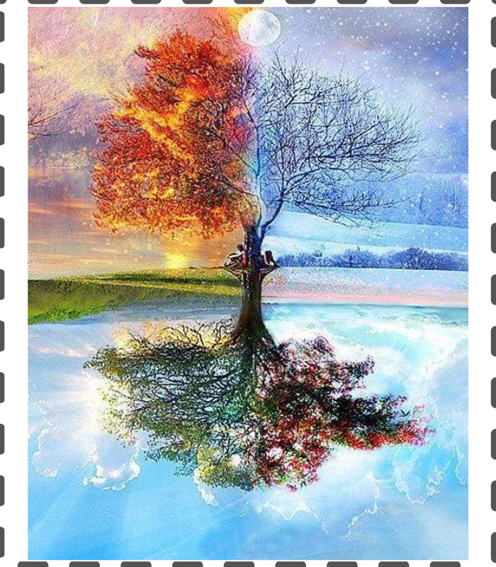 Diamond Painting Baum in den Jahreszeiten 40x50cm eckig