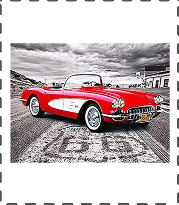 Diamond Painting Auto Oldtimer rot eckig 30x40cm