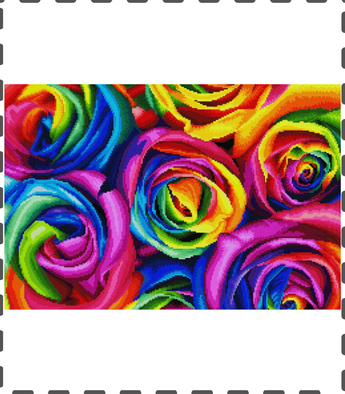 Diamond Painting Regenbogen Rosen eckig 30x40cm