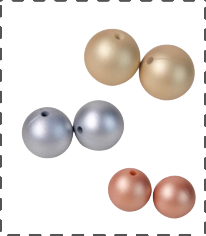 Silikonperlen mit Schimmer Perlen 15mm gold, silber, rosegold