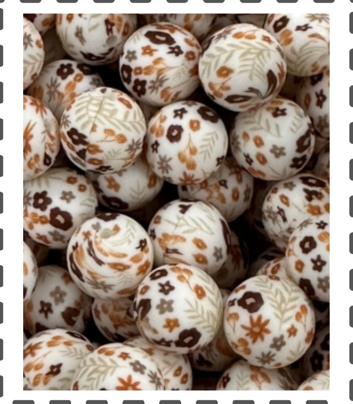 Silikonperlen 15mm braune Blümchen