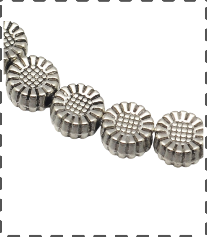 Strang Zwischenperlen Blüemli modern 6mm Antiksilber 40 Stück