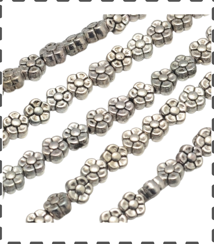 Strang Zwischenperlen Blüemli classic 5mm Antiksilber 42 Stück