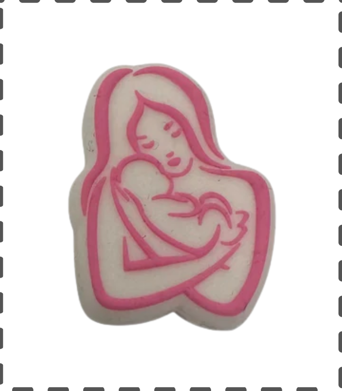 Motivperle Silikon Mami mit Baby rosa