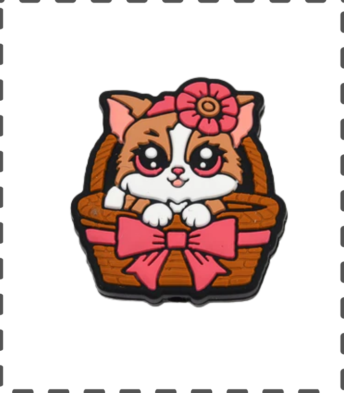 Motivperle Katze im Körbchen 27x30mm