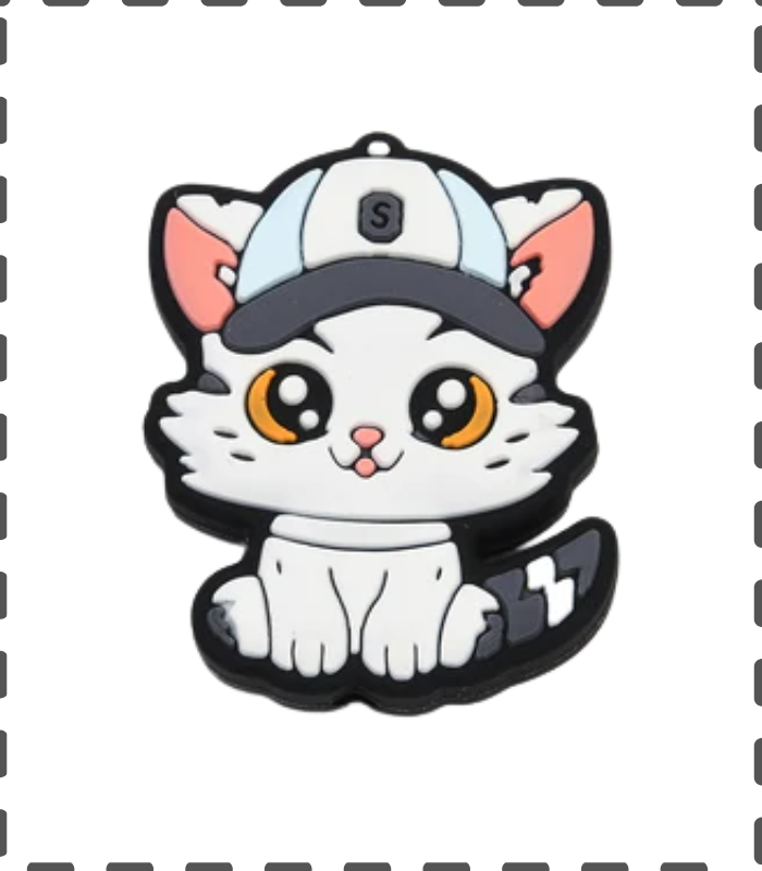 Motivperle Katze mit coolem Käppi 24x30mm