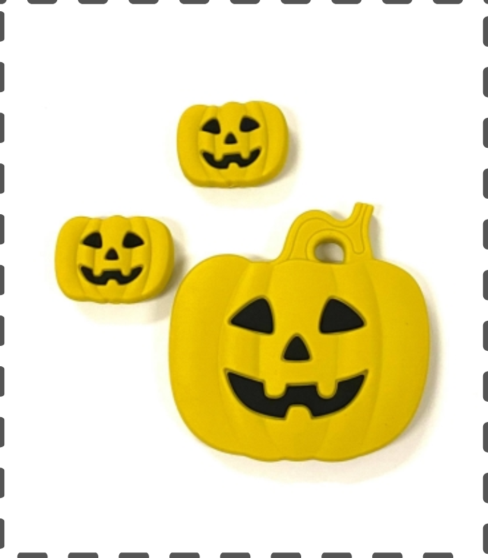 Halloweenset senf (1 Anhänger und 2 Motivperlen)