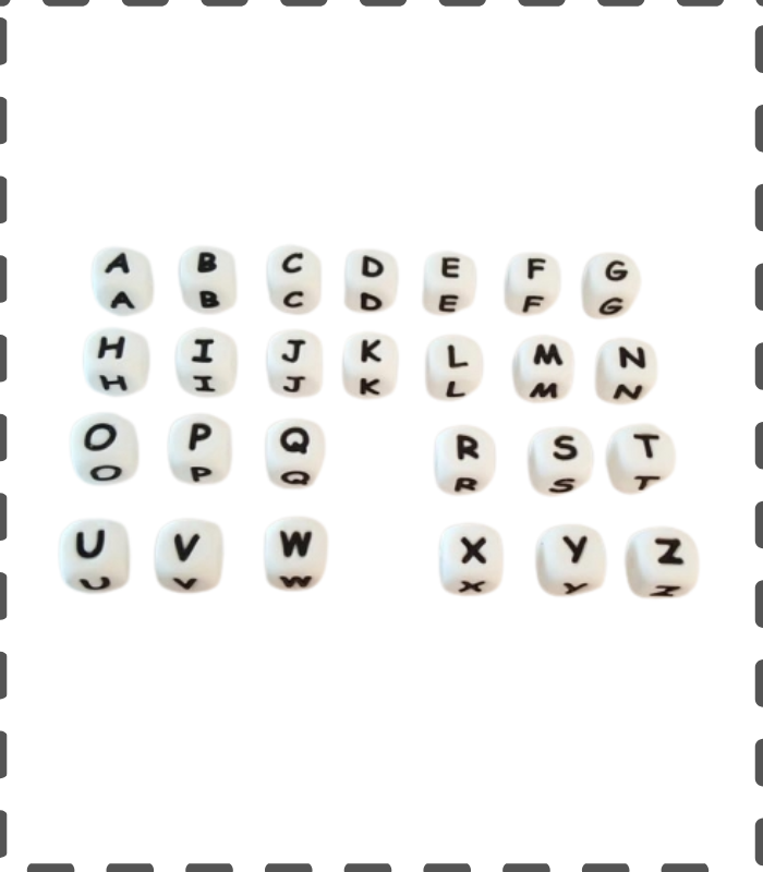 Silikon Buchstabenwürfel 12mm 100 Stück gemischt nach Zufallsprinzip