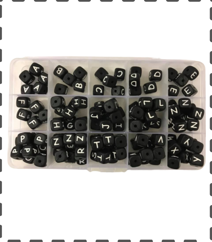 Silikon Buchstabenwürfel black Starterset 10mm 122 Stück