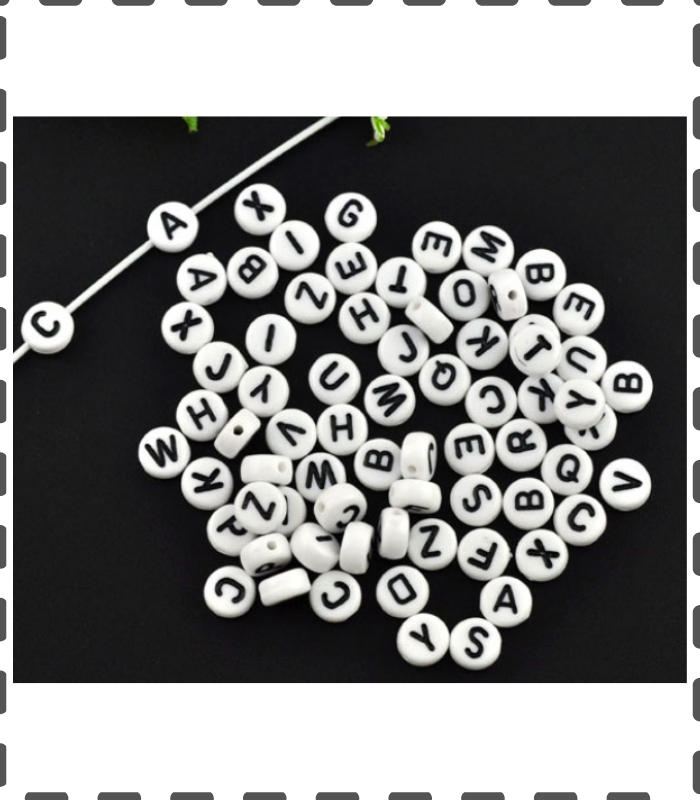 1000 Acrylbuchstaben gemischt 7mm flach weiss