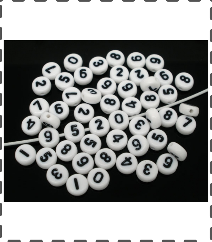 500 Acrylzahlen gemischt 7mm flach